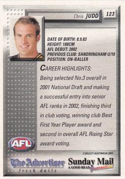 2003 Select The Advertiser-Sunday Mail AFL #123 Chris Judd Back